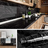 Self-Adhesive Kitchen Marble Sheet - Waterproof, Heat Resistant Sheet for Living Room, Bathroom, Kitchen Countertops, Wall – Anti-Oil & Heat Resistant Wallpaper (60 x 200 cm) - Black